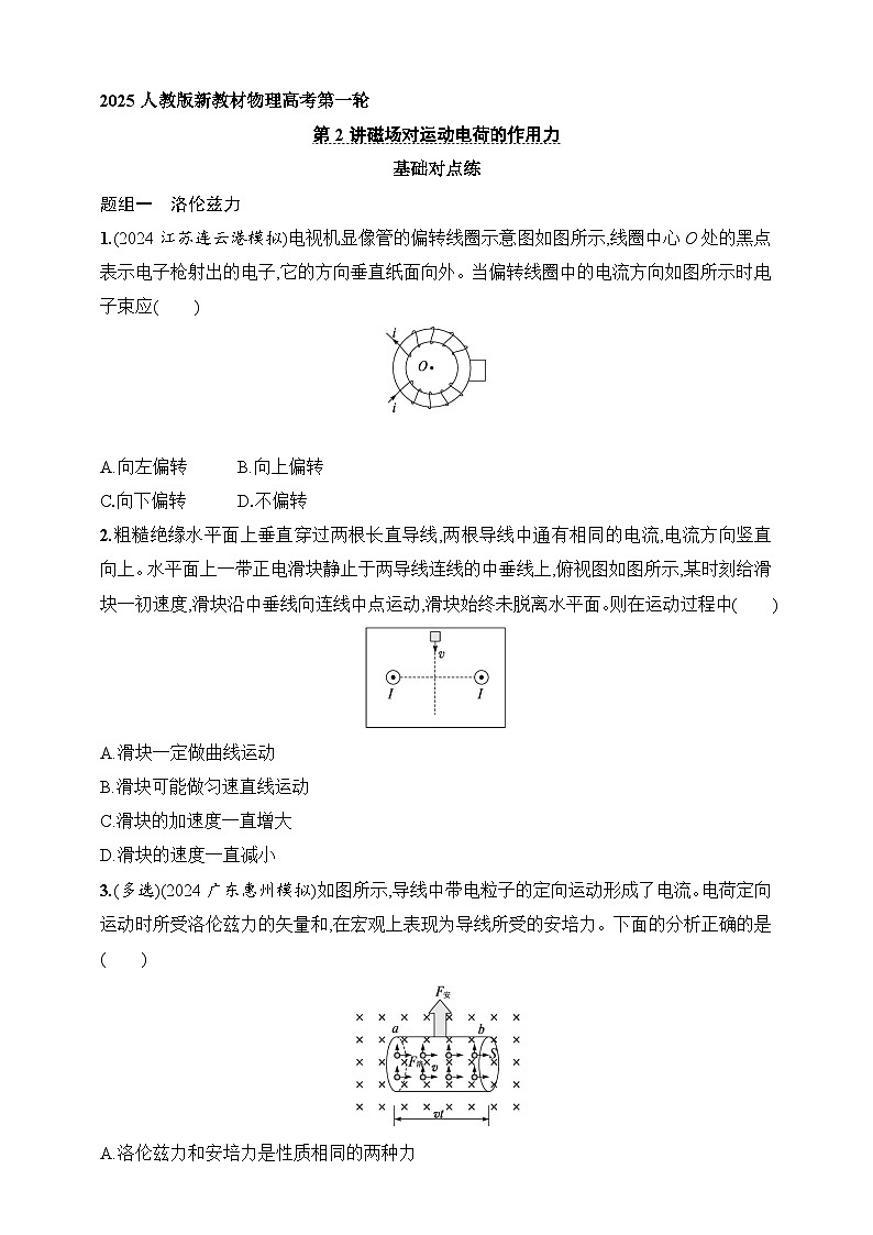 第11章 磁场 第2讲 磁场对运动电荷的作用力-【人教版】2025新教材高考物理一轮基础练习第1页
