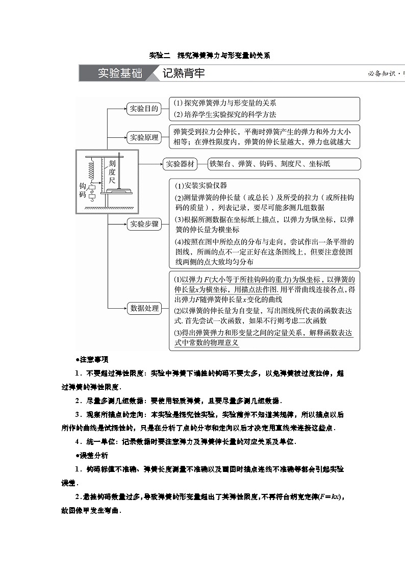 讲义第二章 实验二 探究弹簧弹力与形变量的关系(含解析)第1页