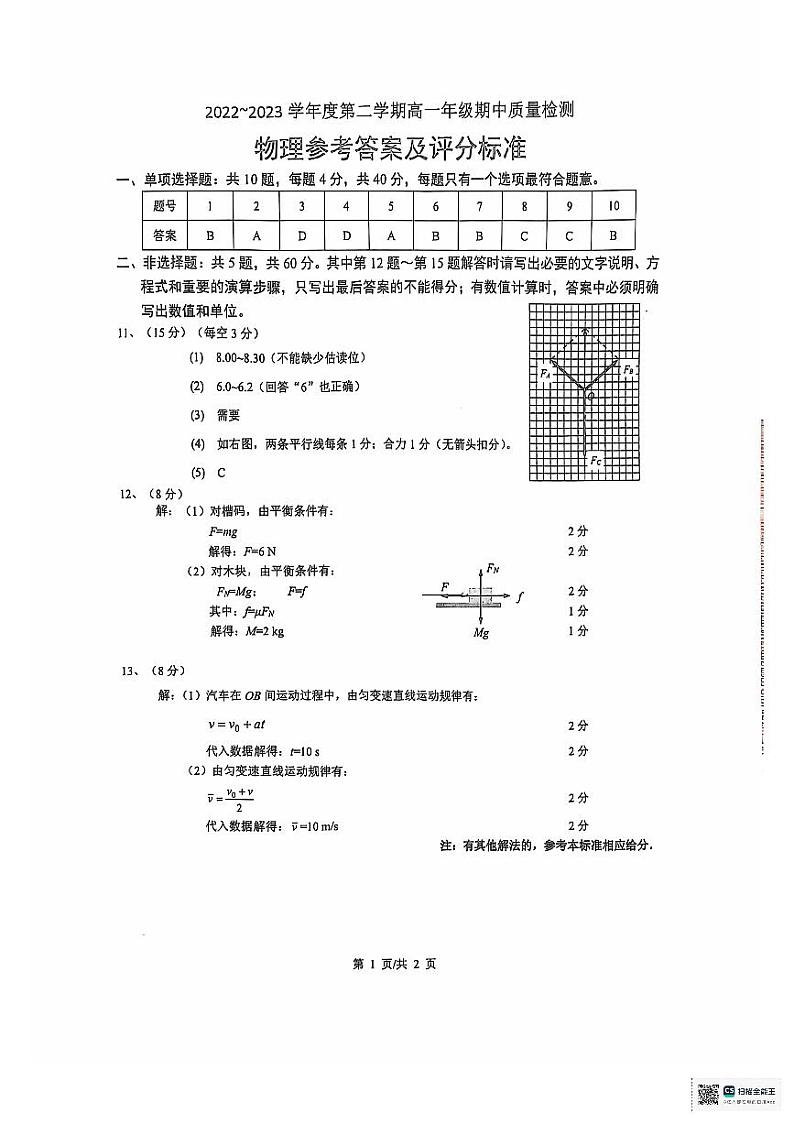 24-25年高一上学期期中答案第1页