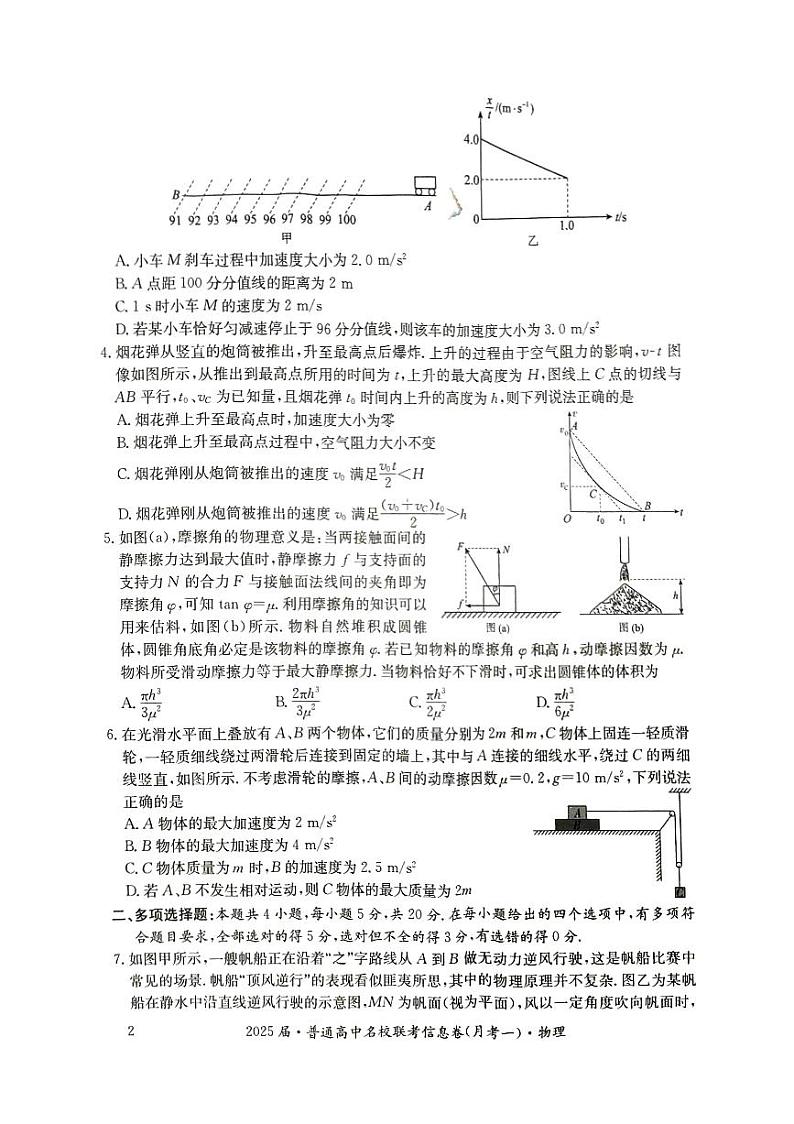 2025届湖南省娄底市名校高三上学期11月考-物理试题+答案第2页