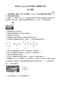 福建省泉州市泉港区第五中学2024-2025学年高二上学期11月期中考试物理试题