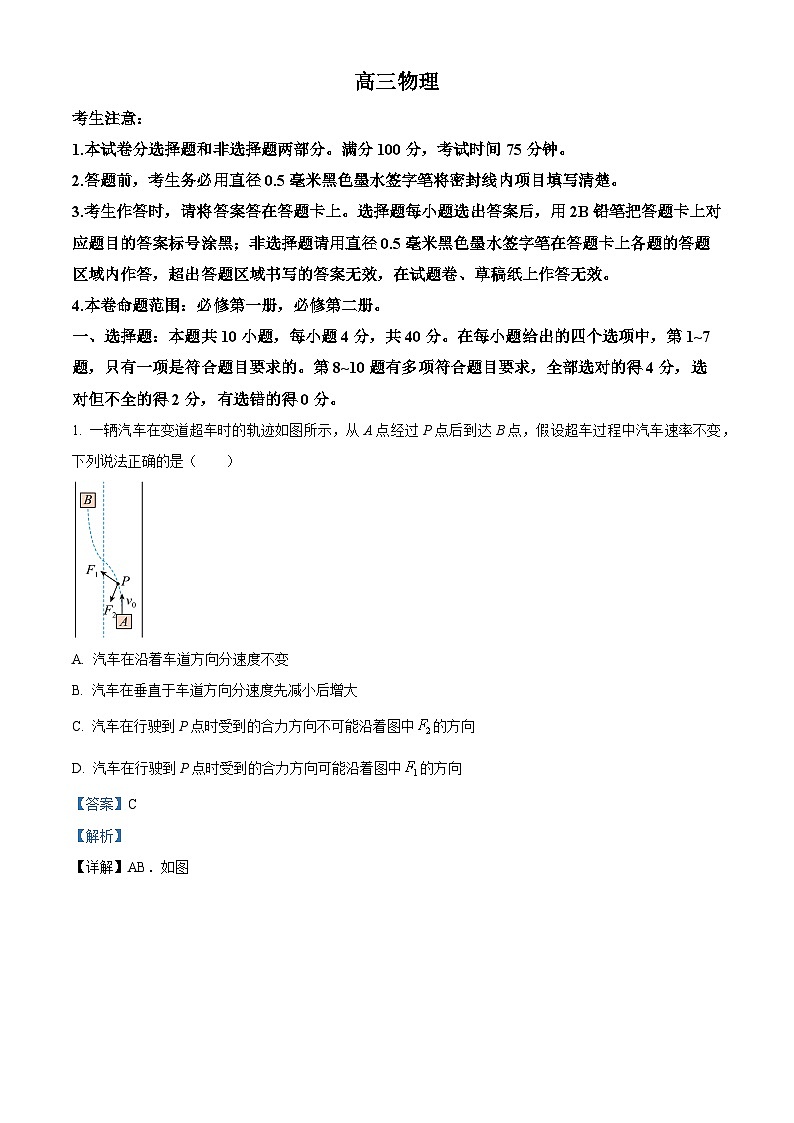 河南省部分学校2024-2025学年高三上学期11月月考物理试题 Word版含解析第1页