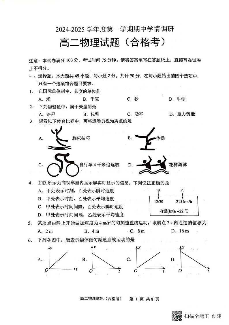 学习资料_高二物理试题合格考第1页