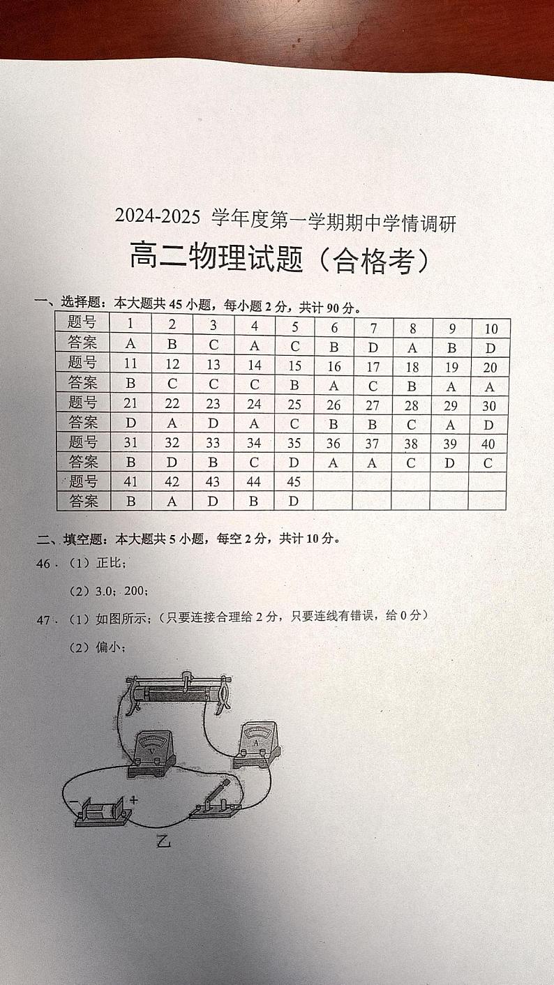 江苏省徐州市铜山区2024-2025学年高二上学期11月期中物理试题答案第1页
