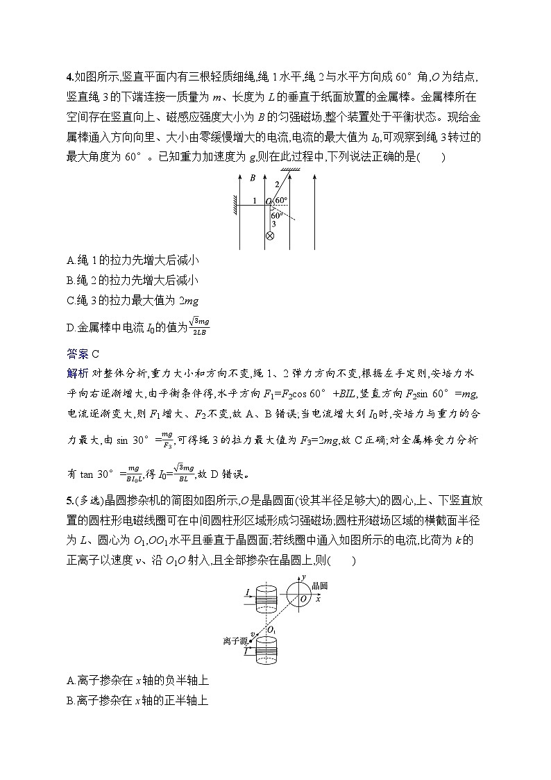 备战2025年高考二轮复习物理(山东专版)专题分层突破练8 磁场 带电粒子在磁场中的运动(Word版附解析)第3页