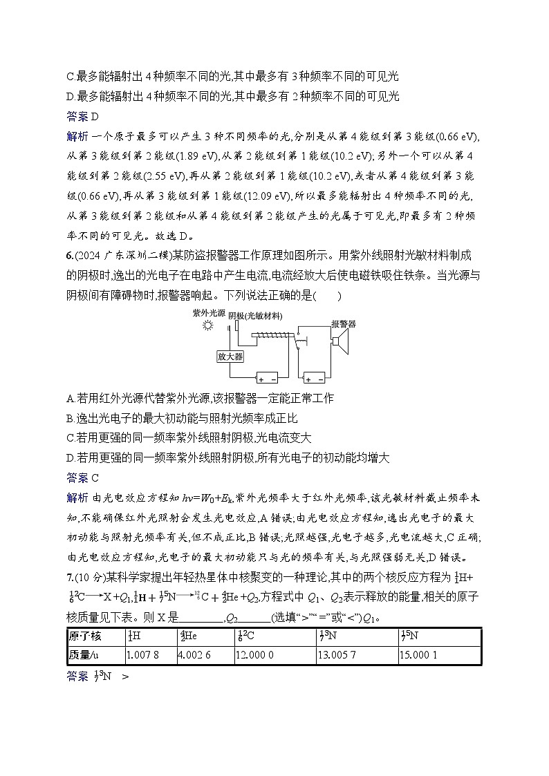 备战2025年高考二轮复习物理(福建专版) 专题分层突破练15 近代物理(Word版附解析)03