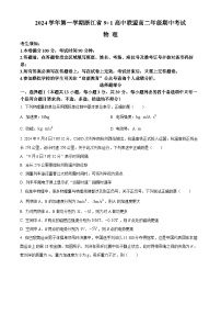 浙江省91高中联盟2024-2025学年高二上学期11月期中考试物理试题（Word版附解析）