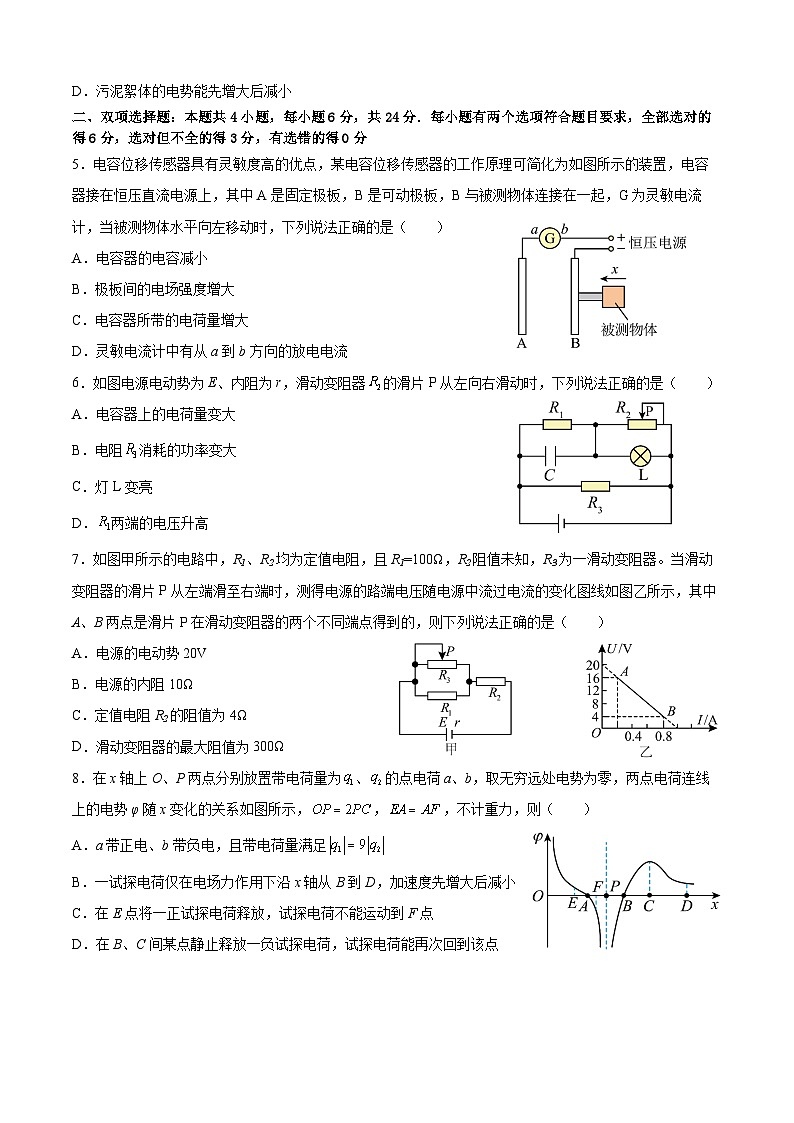 福建省厦门市湖滨中学2024-2025学年高二上学期期中考试物理试卷(物理类)02