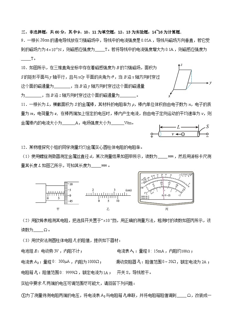福建省厦门市湖滨中学2024-2025学年高二上学期期中考试物理试卷(物理类)03