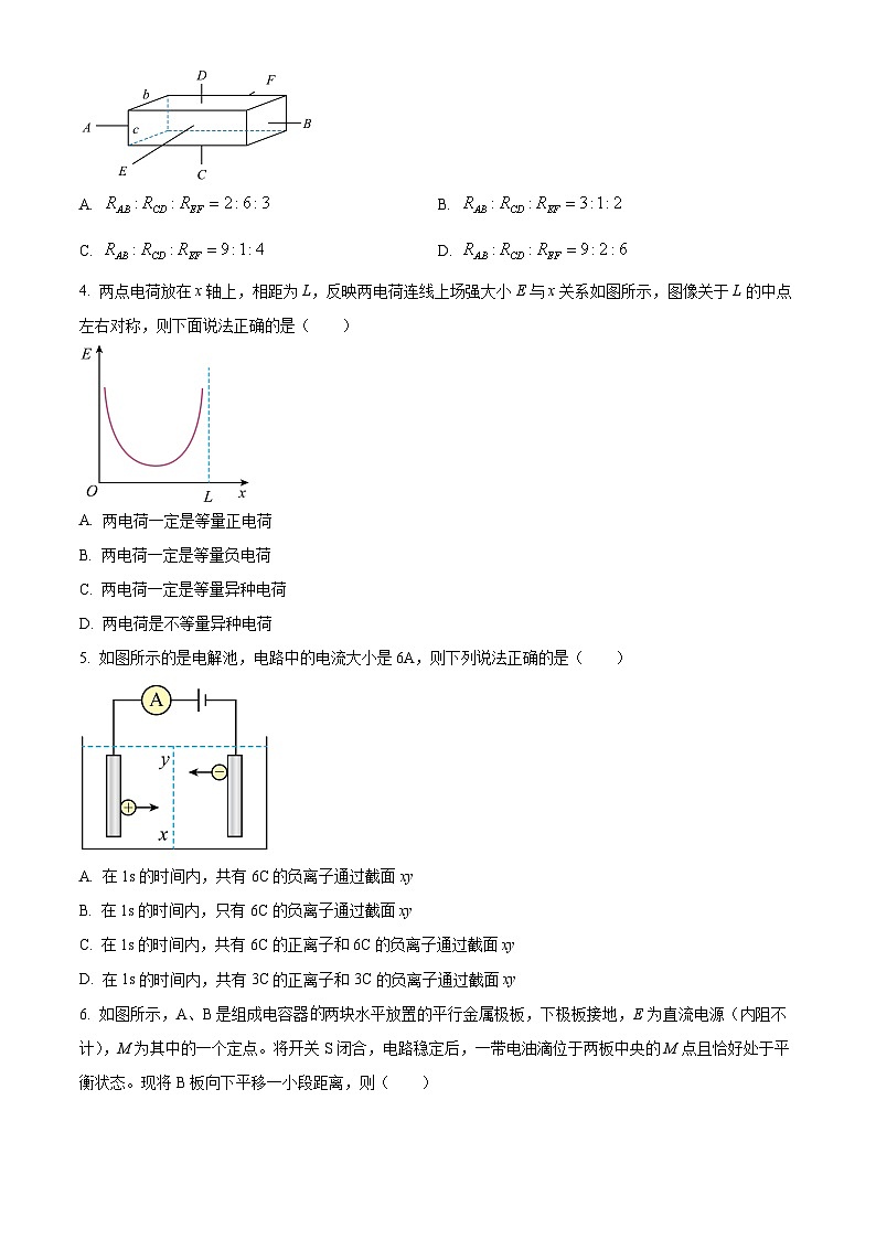 精品解析:安徽省部分学校2024-2025学年高二上学期11月联考物理试卷(原卷版)第2页