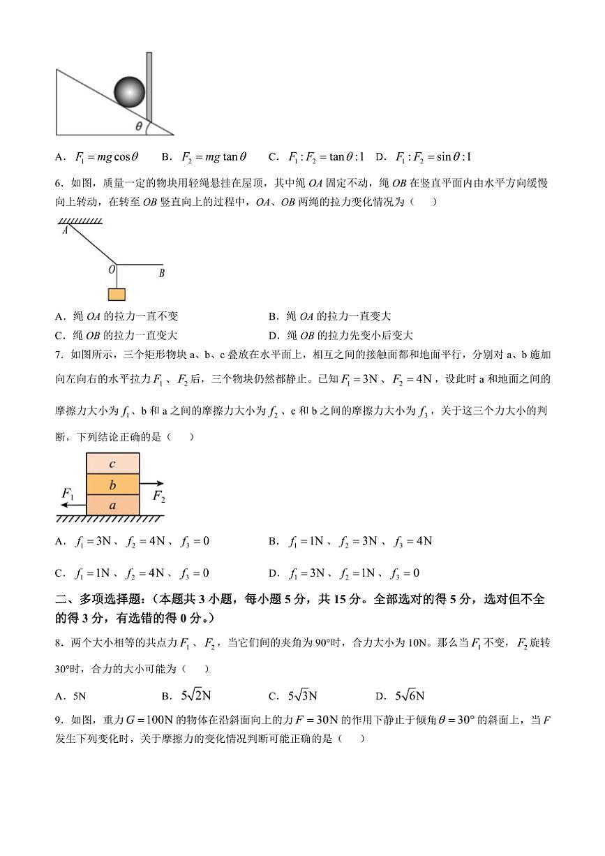 重慶市2024～2025學(xué)年高一(上)期中考試物理試卷(含解析)第2頁(yè)