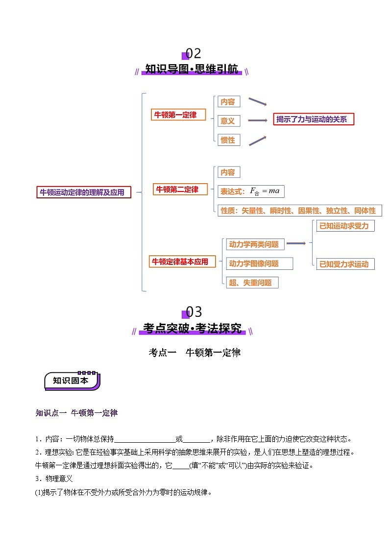 第09讲 牛顿运动定律的理解及基本应用 (讲义)(原卷版)-2025年高考物理一轮复习讲练测(新教材新高考)第3页