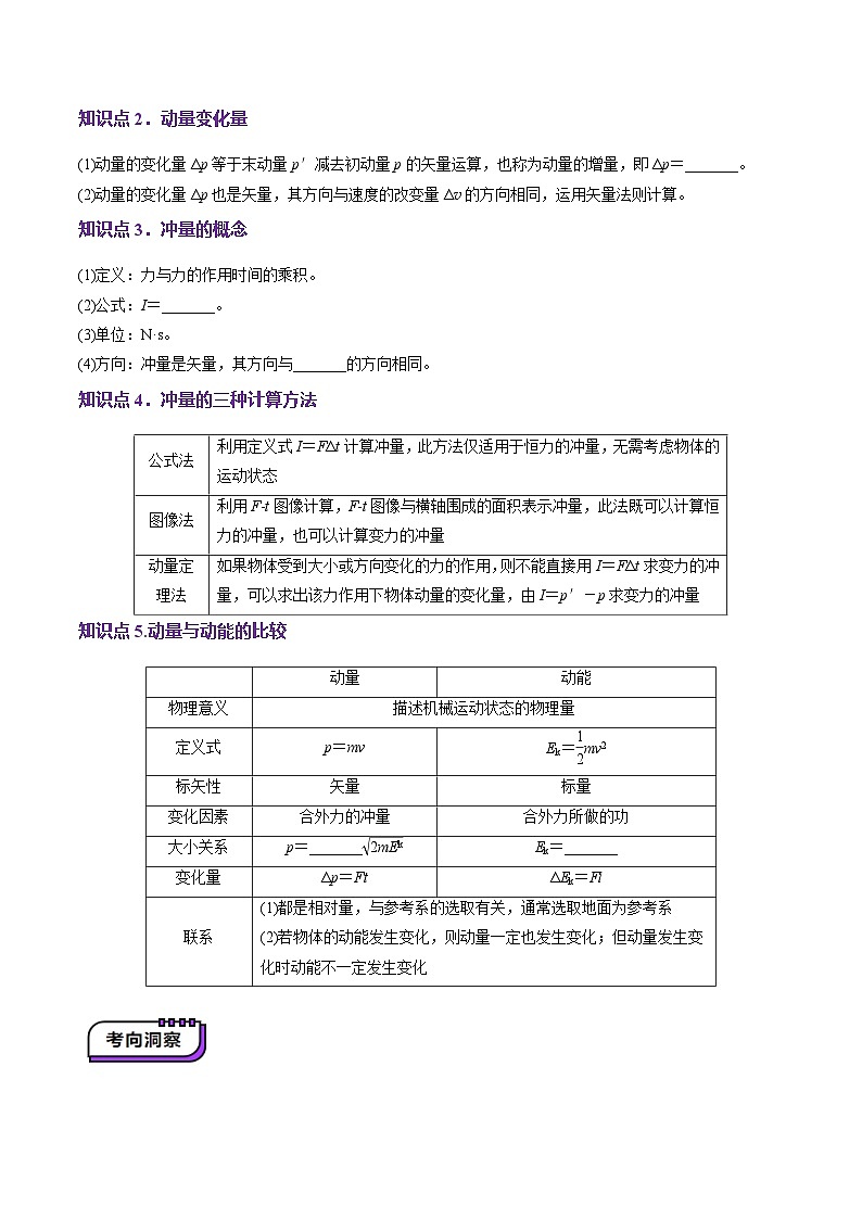 第25讲 动量和动量定理(讲义)(原卷版)-2025年高考物理一轮复习讲练测(新教材新高考)第3页