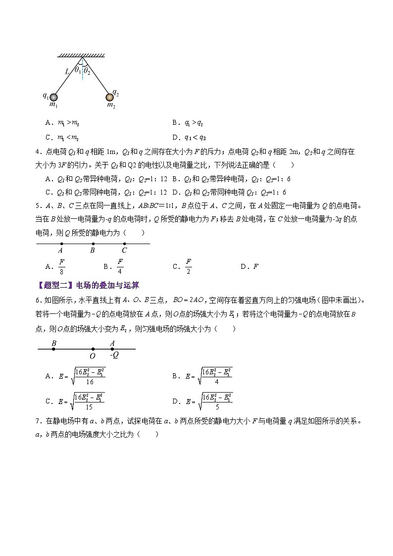 第33讲 静电场中力的性质(练习)(原卷版)-2025年高考物理一轮复习讲练测(新教材新高考)第2页