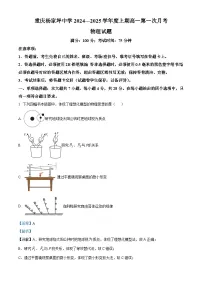 重庆杨家坪中学2024-2025学年高一上学期期中考试物理试题（Word版附解析）