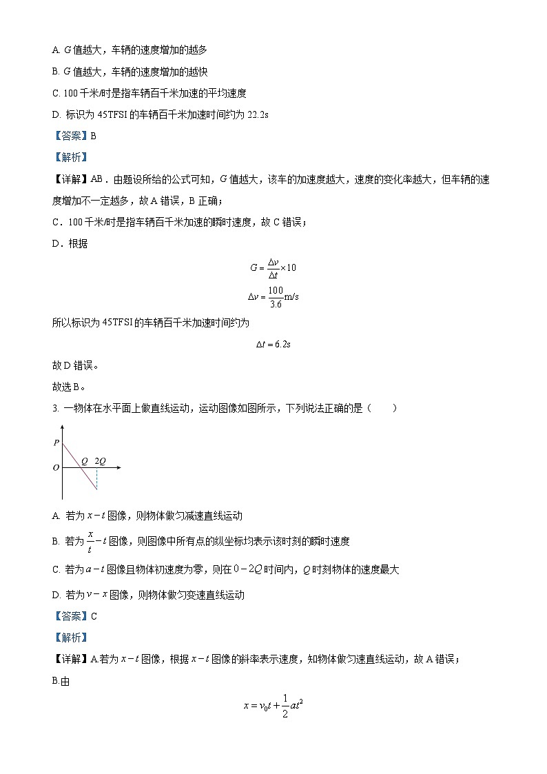陕西省西安中学2024-2025学年高一上学期期中考试物理试题(解析版)-A4第2页