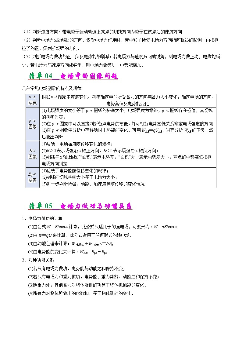 专题02 静电场中的能量(考点清单)-2024-2025学年高二物理上学期期末考点(原卷版)第3页