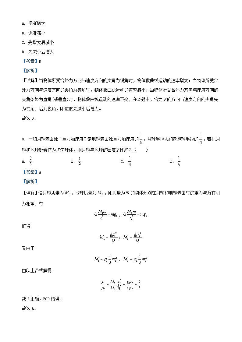 重庆市2023_2024学年高三物理上学期9月月考质量监测试题含解析第2页