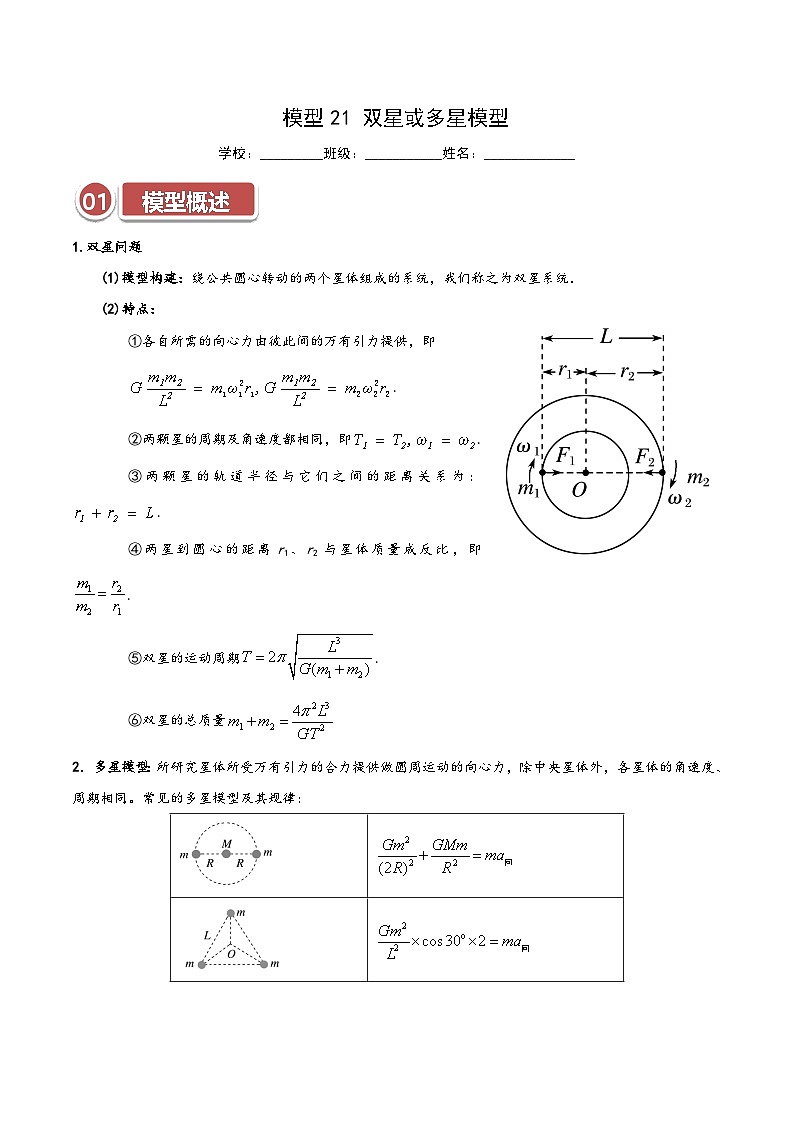 模型20 双星或多星模型(解析版)第1页