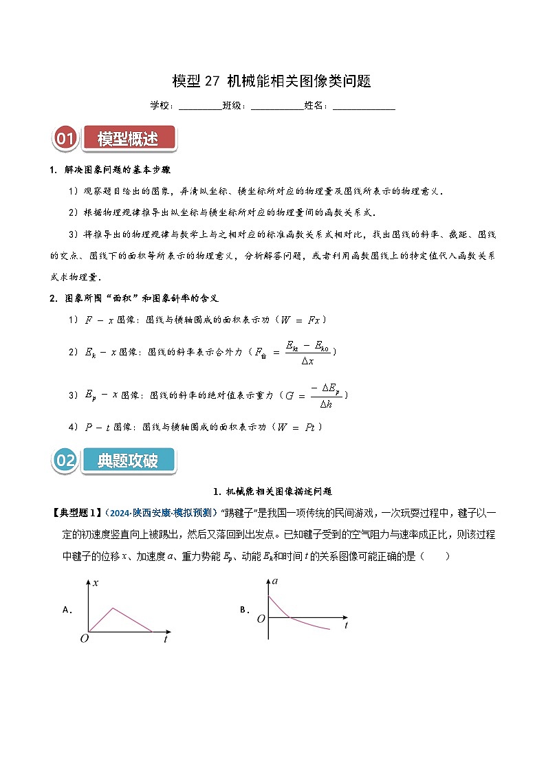 模型27 机械能相关图像类问题(原卷版)第1页