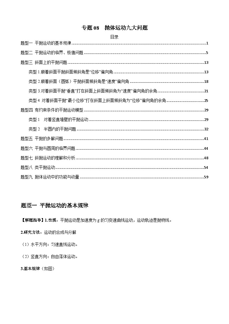 专题08 抛体运动九大问题(原卷版)第1页