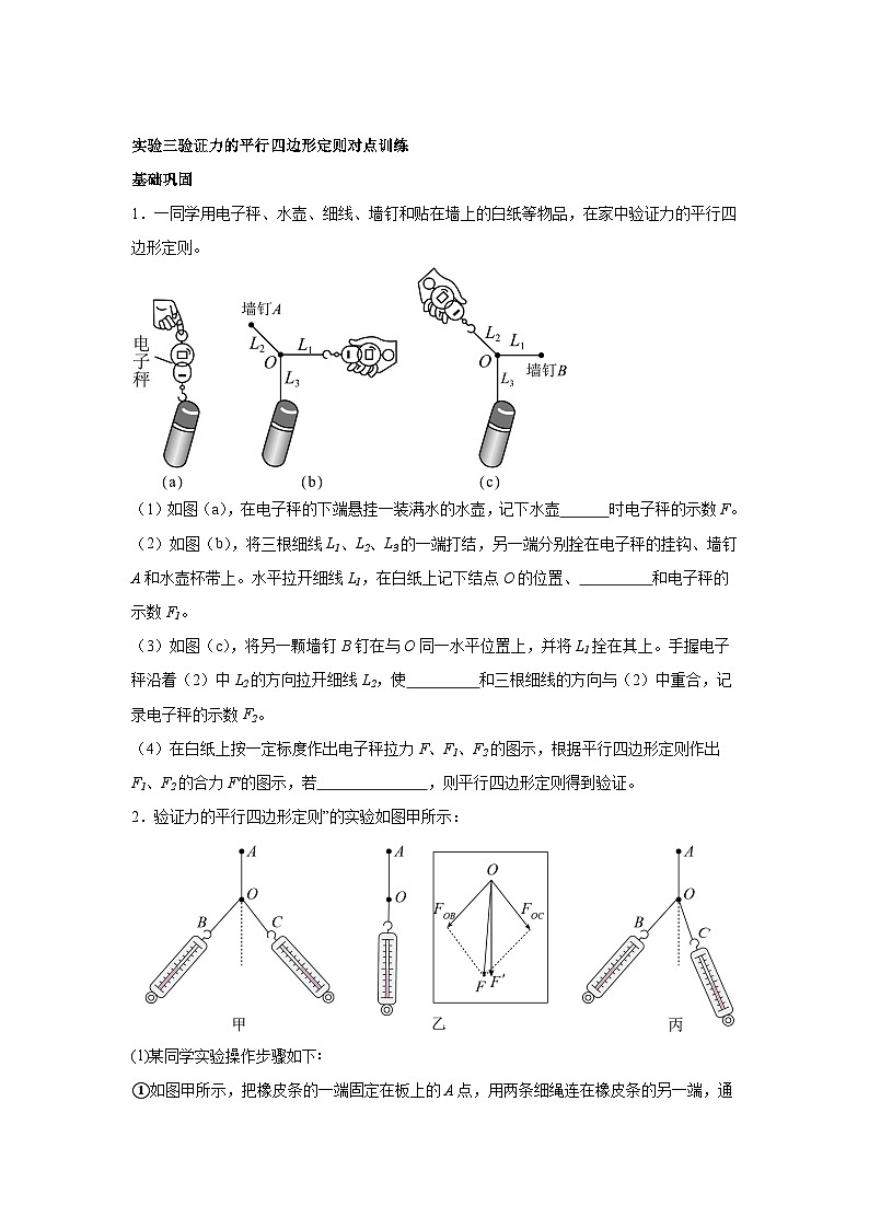 高中物理微专题-实验三 验证力的平行四边形定则对点训练第1页