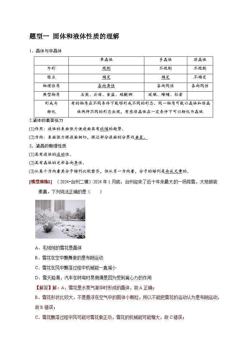 专题30 固体、液体、气体 热力学定律(教师版)-2025年高考物理热点知识讲练与题型归纳(全国通用)第2页