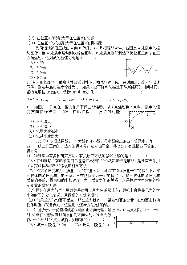 上海市向明中学2023-2024学年高二下学期期末考试(等级加试)物理试卷第2页