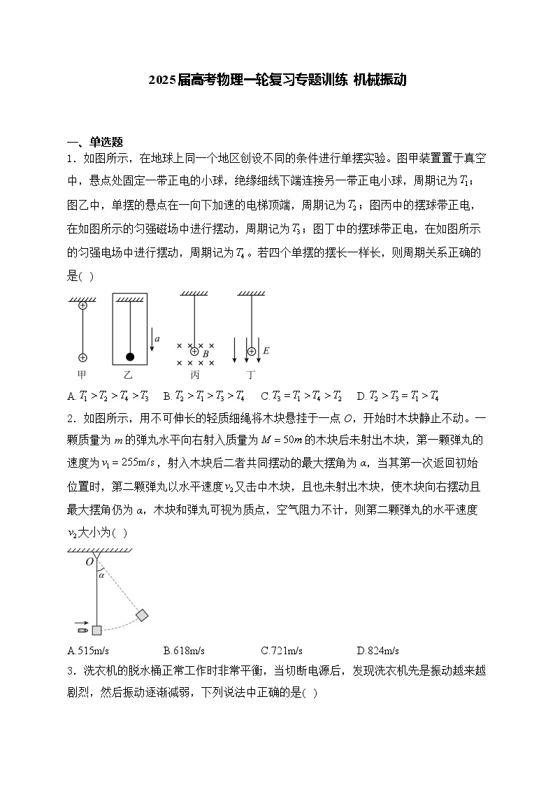 2025届高考物理一轮复习专题训练   机械振动