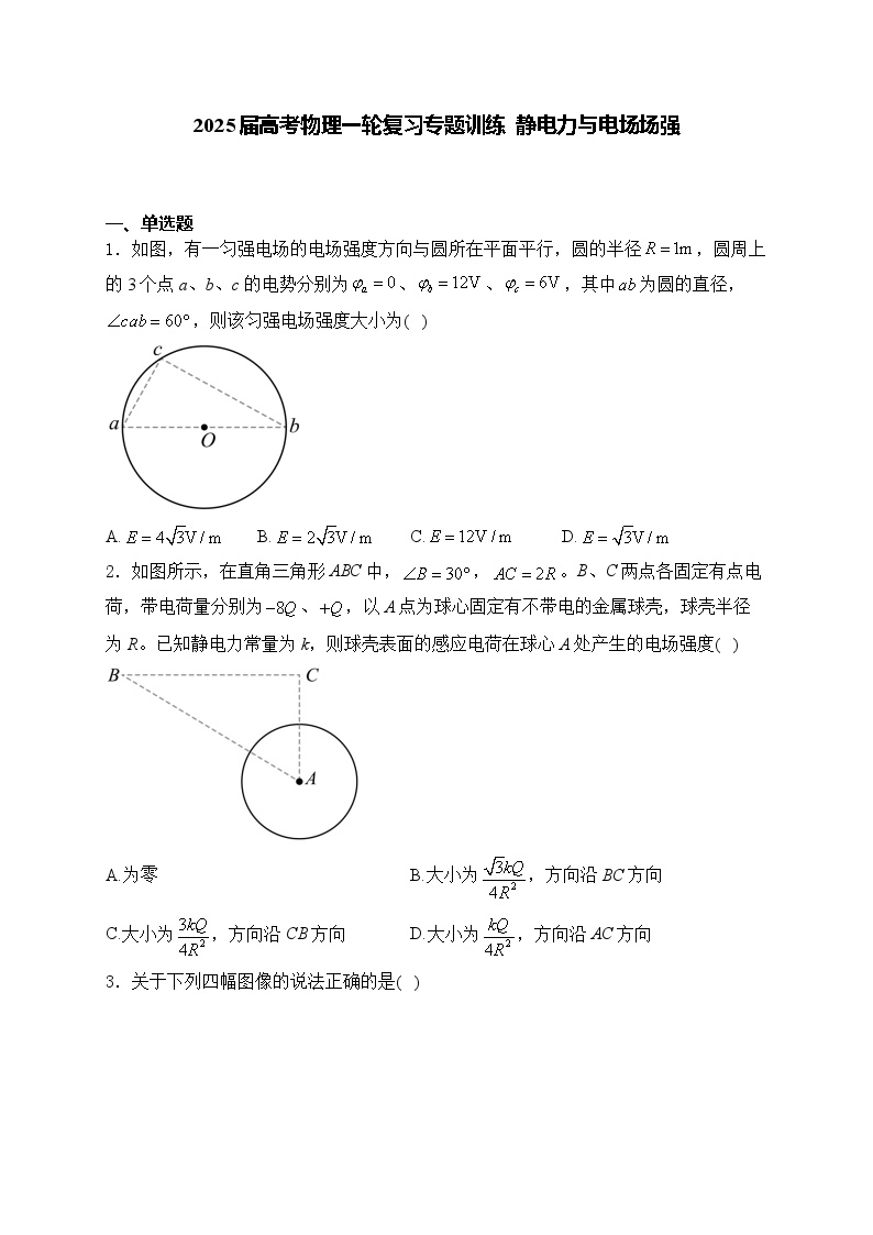 2025届高考物理一轮复习专题训练   静电力与电场场强