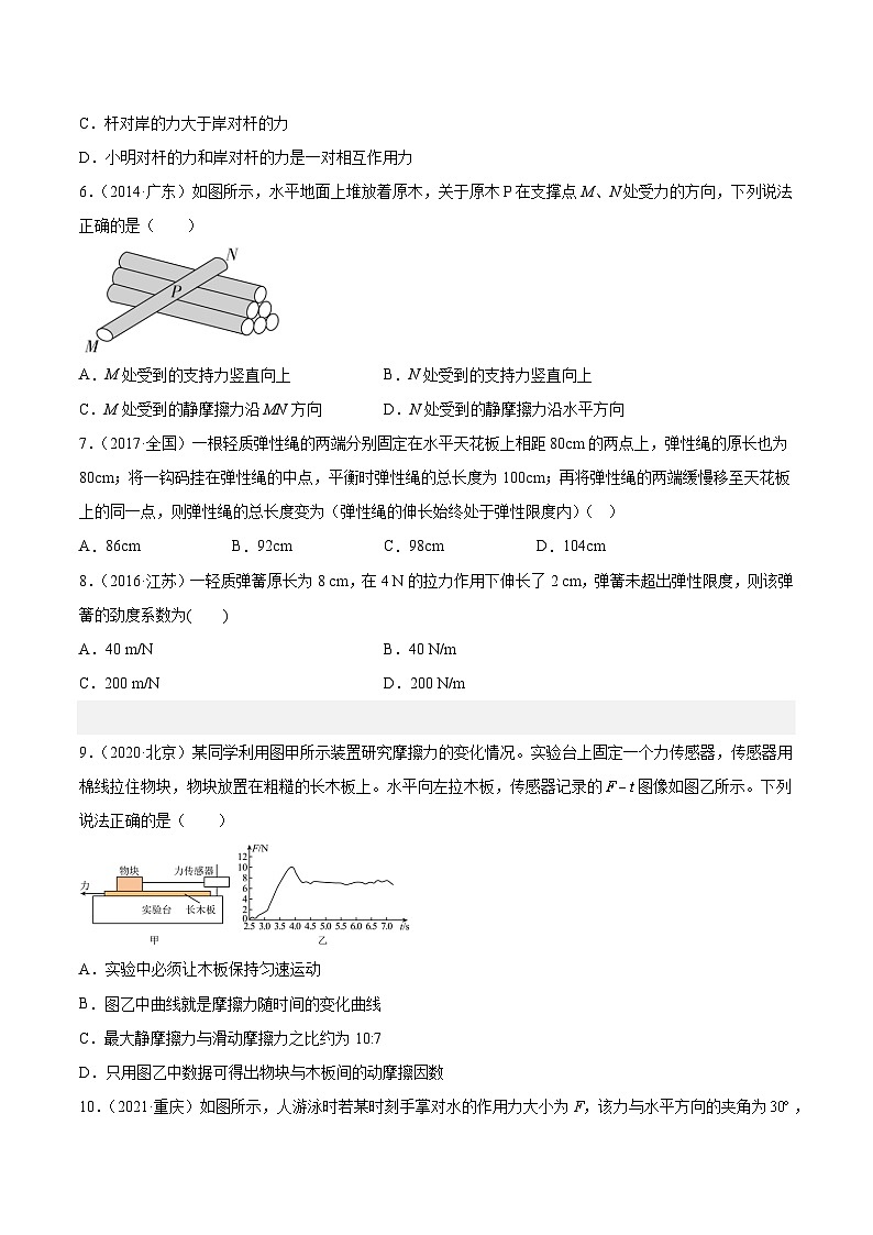 专题04 三种力和力的合成与分解(学生卷)-【真题汇编】最近10年(2014-2023)高考物理真题分项汇编(全国通用)第3页