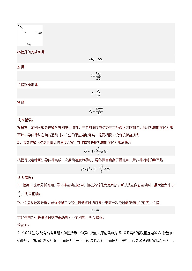 专题43 安培力(解析卷)-【真题汇编】最近10年(2014-2023)高考物理真题分项汇编(全国通用)第2页