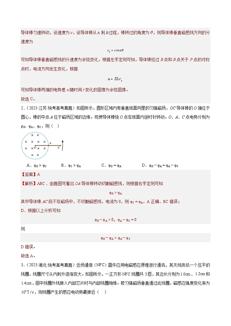 专题47 法拉第电磁感应定律(解析卷)-【真题汇编】最近10年(2014-2023)高考物理真题分项汇编(全国通用)第2页