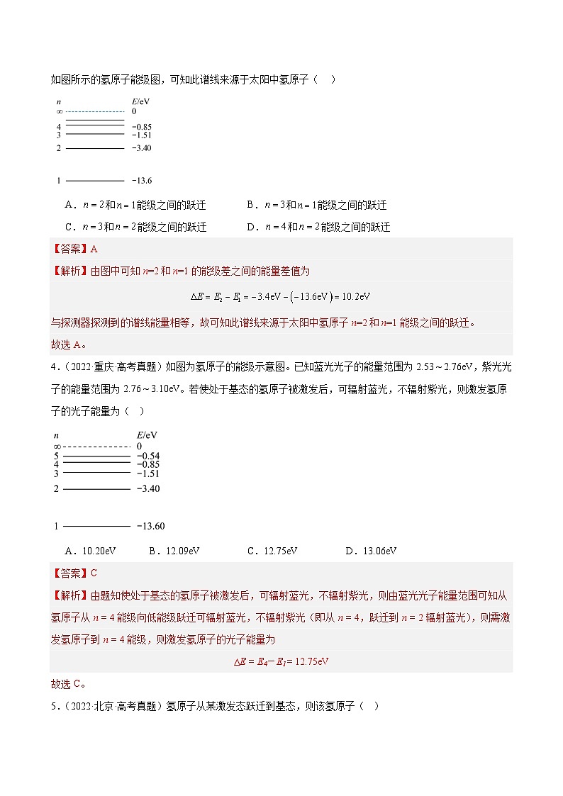 专题68 原子结构(解析卷)-【真题汇编】最近10年(2014-2023)高考物理真题分项汇编(全国通用)第3页