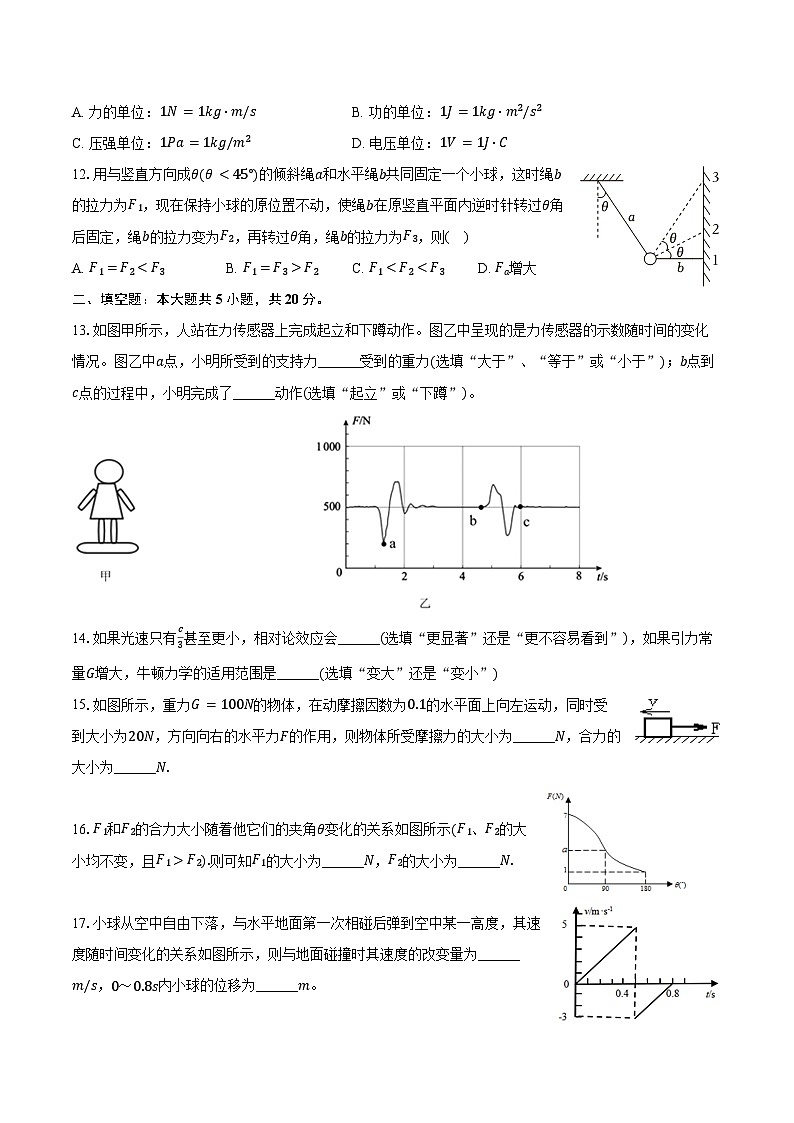 2023-2024学年上海市杨浦区控江中学高一(上)期末物理试卷(含答案)第3页