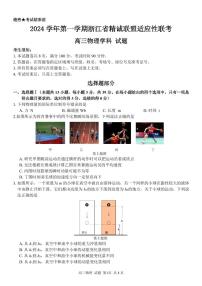 浙江省精诚联盟2024-2025学年高三上学期12月适应性联考物理试卷（附参考答案）