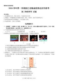 浙江省精诚联盟2024-2025学年高三上学期12月适应性联考物理试卷（附参考答案）