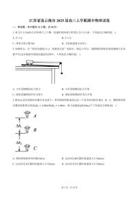 江苏省连云港市2025届高三上学期期中物理试卷（含解析）