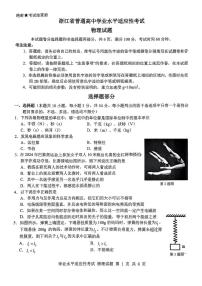 浙江省普通高中2024-2025学年高二上学期学业水平适应性考试物理试题