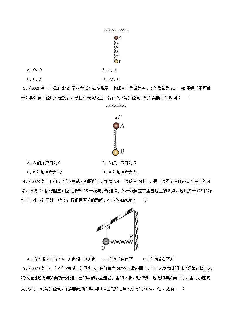 专题10 牛顿第二定律的应用 备战2025年高中学业水平合格考物理真题分类汇编(全国通用)原卷版第2页