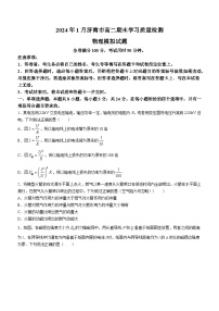 山东省济南市2023-2024学年高二上学期1月期末学习质量检测模拟物理试题