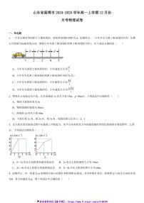 2024～2025学年山东省高一(上)12月月考物理试卷(含解析)
