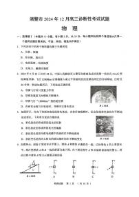 2025届浙江绍兴市诸暨市高三12月联考物理试题（含答案）