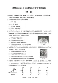 2025届浙江绍兴市诸暨市高三12月联考物理试题（含答案）