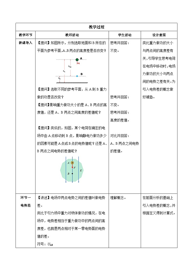 人教版(2019)高中物理必修第三册10.2 电势差 教案第2页