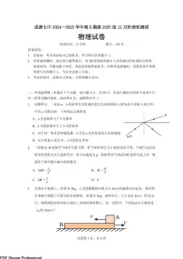 2025届成都七中高三上学期12月阶段性考试物理试题+答案