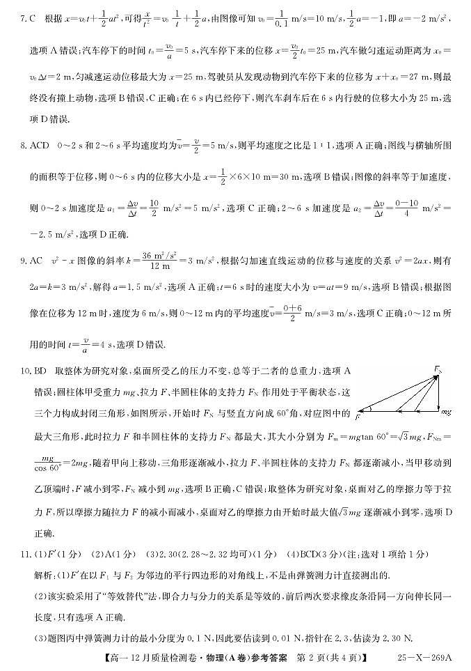 物理答案(A卷)第2页