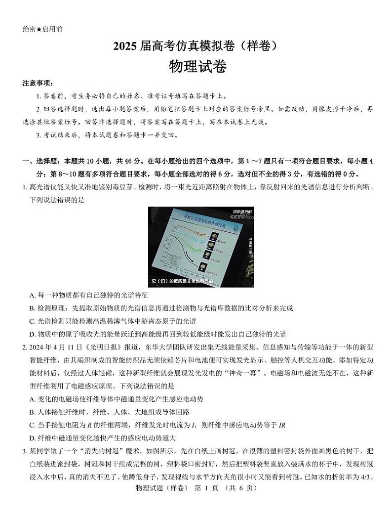 2025届高考仿真模拟卷 物理(样卷).pdf第1页