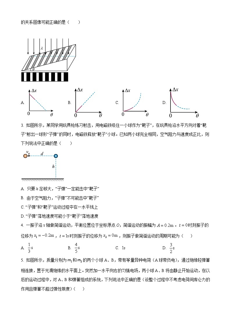 精品解析：山東省濟寧市第一中學2023-2024學年高三上學期2月定時檢測（期末）物理試題（原卷版）第2頁
