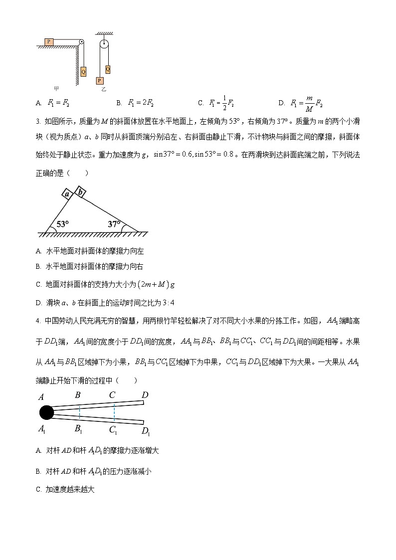 2025届四川省达州市高三上学期第一次诊断性测试物理试题无答案第2页
